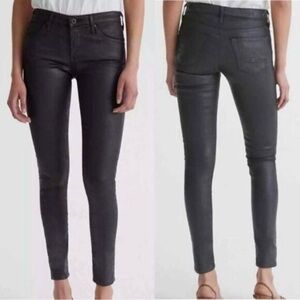 NWT! AG Leatherette Gray Adriano Goldschmeid Legging Ankle Super Skinny Jeans 24